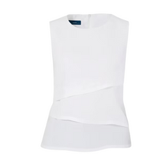 NNT Womens Sleeveless V Neck Layered Blouse Satin Back Crepe CAT9XC
