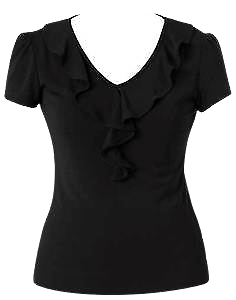 NNT Womens Cap Sleeve Ruffle Neck T- Top V Neck Cap Sleeves Shirt CAT48H