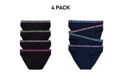 Bonds Girls Bikini Sport Ultimate Comfy and Fresh Moisture Wicking 4 Pack UWKL4A