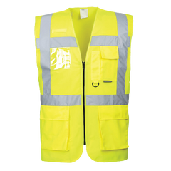 Portwest Berlin Executive Vest Hi Vis Front Zip Open Reflective Work Safety S476