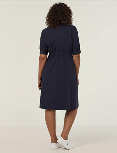 NNT Womens Avignon Shirt Dress Fit Flare Collared Elbow Length Cotton CAT69K