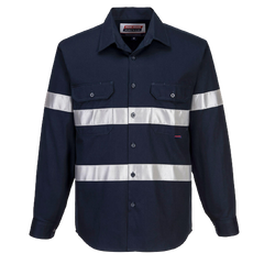Portwest Geelong Shirt, Long Sleeve, Regular Weight Reflective Safety MA908