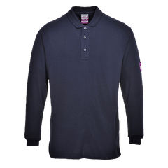 Portwest Flame Resistant Anti-Static Long Sleeve Polo Shirt Ribbed Collar FR10