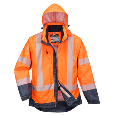 Portwest PW3 Hi-Vis Breathable Jacket 2 Tone Reflective Work Safety Hood T403