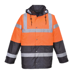 Portwest Hi-Vis Two Tone Traffic Jacket Waterproof Reflective Tape Work S467