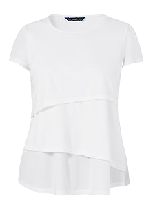 NNT Womens Matt Jersey Short Sleeve Layered Top Round Neckline Blouse CAT9XG