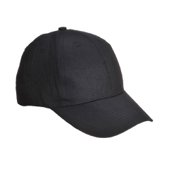 Portwest Six Panel Baseball Cap Adjustable Strap Comfortable Black Cap B010