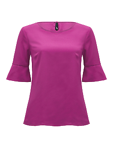 NNT Womens Fluted Sleeve Top Classic Fit round Neck Blouse CATU5T