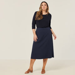 NNT Womens Crepe Stretch Comfy Lightweight Midi Lenght A-Line Skirt CAT2RV
