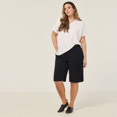 NNT Womens Crepe Lightweight Comfy Stretch Relaxed Knee Length Short CAT3YE