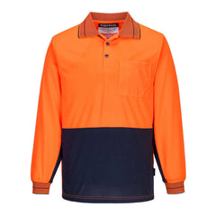 Portwest Mens Prime Mover Long Sleeve Micro Mesh Work Polo Shirt Cool Dry MP113