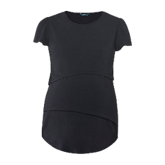 NNT Womens Matt Jersey Short Sleeve Layered Top Round Neckline Blouse CAT9XG