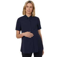 NNT Womens Georgie Maternity Shirt Relaxed Fit Navy Soft Collar Shirt CATUKB