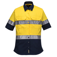 Portwest Ladies 2 Tone Regular Weight Short Sleeve Shirt with Tape Hi Vis ML109