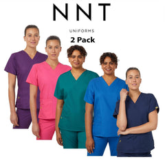 NNT Womens 2 Pack Wonderwink Origins V Neckline Comfy Scrub Top Bravo CATU66