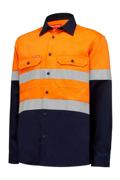 Hard Yakka Core Hi-Vis Safety Cotton Drill Pocket Taped Work Shirt Y04610