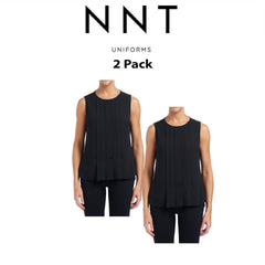 NNT Womens 2 Pack Sleeveles Pleat Front Silhouette Lightweight Blouse CATU5Q