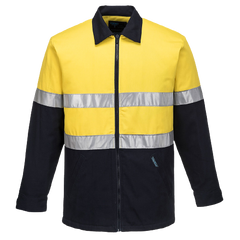 Portwest Quilt Padded Cotton Drill Jacket 2 Tone Reflective Work Safety MJ987