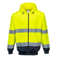 Portwest Two-Tone Zip Front Hoodie Warmth Reflective Tape Work Safety B317