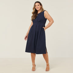 NNT Womens Crepe Stretch Elegant Midi Length Comfy Sleeveless Dress CAT69T