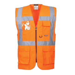 Portwest Berlin Executive Vest Hi Vis Front Zip Open Reflective Work Safety S476
