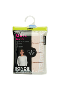Bonds Girls Bikini Sport Super Soft Smooth Seams Moisture Wicking 4 Pack UWCW4A