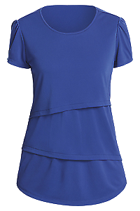NNT Womens Matt Jersey Short Sleeve Layered Top Round Neckline Blouse CAT9XG
