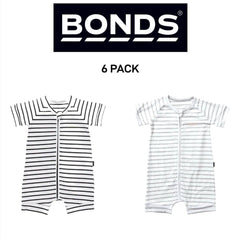 Bonds Baby Zip Romper Wondersuit Soft Cotton for Warmth Weather 6 Pack BXNMA