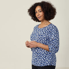 NNT Womens 2 Pack Antibacterial Petal Print Comfy Classic 3/4 Sleeve Top CATUFN