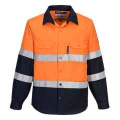 Portwest Mens Prime Mover Hi-Vis Work Shirt Long Sleeve Closed Front Taped FR04