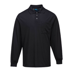 Portwest Long Sleeve Solid Colour Micro Mesh Polo Black Casual Shirt MP103