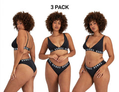 Bonds Womens Icons Super Logo Bikini Cotton Comfy Hi Leg Cut Undies 3 Pack WR4L
