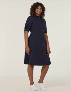NNT Womens Avignon Shirt Dress Fit Flare Collared Elbow Length Cotton CAT69K