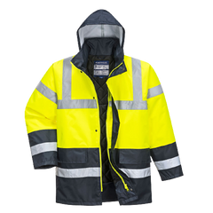 Portwest Hi-Vis Two Tone Traffic Jacket Waterproof Reflective Tape Work S466