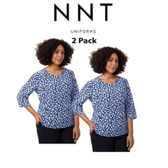 NNT Womens 2 Pack Antibacterial Petal Print Comfy Classic 3/4 Sleeve Top CATUFN