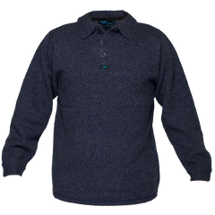 Portwest Wool Knit Jumper Collared Navy Button Opening Long Sleeve MW863