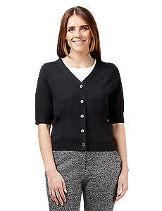 NNT Womens Wool Rich SS Rib Trim Cardigan V Neck Button Shirt CAT5CK