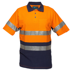 Portwest Short Sleeve Cotton Pique Polo with Tape HiVisTex Reflective Work MP618