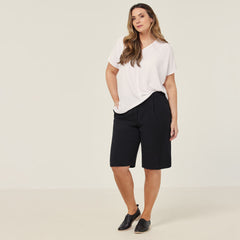 NNT Womens Crepe Lightweight Comfy Stretch Relaxed Knee Length Short CAT3YE