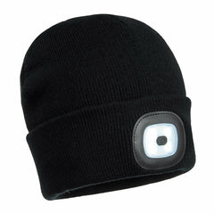 portwest mens beanie hat led head light usb rechargeable warm work comfort b029  
