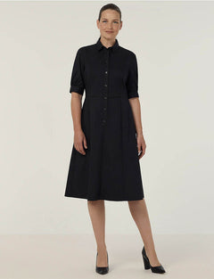 NNT Womens Avignon Shirt Dress Fit Flare Collared Elbow Length Cotton CAT69K