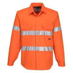 Portwest Hi-Vis Regular Weight Long Sleeve Shirt Tape Reflective Safety MA191