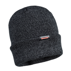 Portwest Reflective Knit Cap Insulatex Lined Black Acrylic Warmth Beanie B026