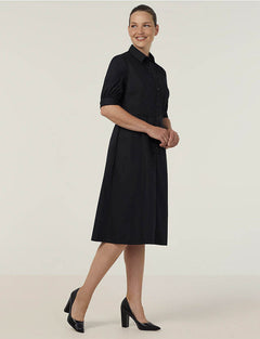 NNT Womens Avignon Shirt Dress Fit Flare Collared Elbow Length Cotton CAT69K