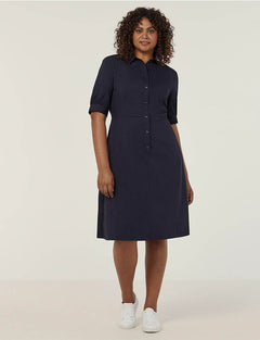 NNT Womens Avignon Shirt Dress Fit Flare Collared Elbow Length Cotton CAT69K