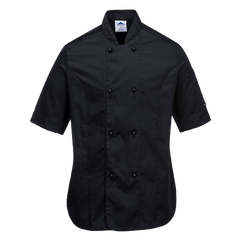 Portwest Rachel Ladies Chefs Jacket S/S Comfortable Mesh Air Sleeve Pocket C737