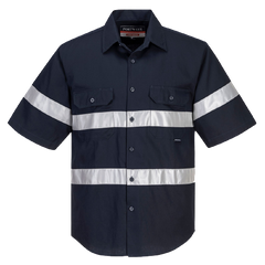 Portwest Geelong Shirt, Short Sleeve, Regular Weight Reflective Work MA909