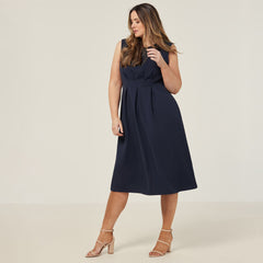 NNT Womens Crepe Stretch Elegant Midi Length Comfy Sleeveless Dress CAT69T