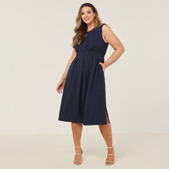 NNT Womens Crepe Stretch Elegant Midi Length Comfy Sleeveless Dress CAT69T