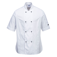 Portwest Rachel Ladies Chefs Jacket S/S Comfortable Mesh Air Sleeve Pocket C737